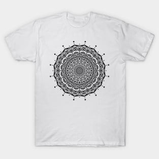 Black ink mandala With spheres T-Shirt